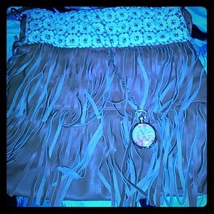 Fringe bag with choice of necklace